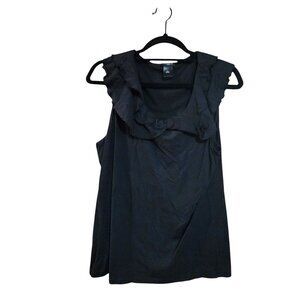 Ann Taylor Black Ruffle Sleeveless Top XL Womens Casual Wear